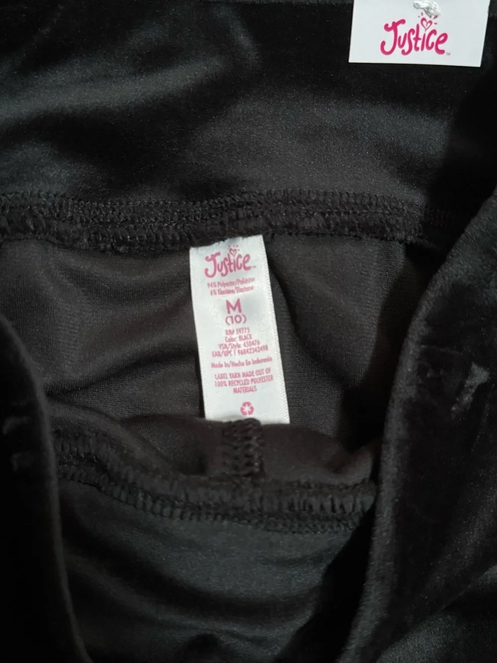 Justice Black Girls' Velour Leggings